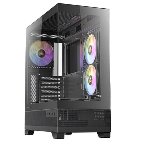 מארז מחשב שחור עם זכוכית שקופה כולל תאורה ללא ספק-כוח אנטק Antec CX700 Black ARGB Mid-Tower Steel and Glass 3x120mm FANS Included No Power Supply